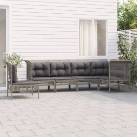 Set de muebles de jardín 6 pzas y cojines ratán sintético gris en Conjuntos de jardín | Comprar online en Foru.es