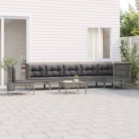 Set de muebles de jardín 8 pzas y cojines ratán sintético gris en Conjuntos de jardín | Comprar online en Foru.es