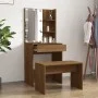 Brown Oak Plywood LED Vanity Set by vidaXL, Bedroom Dressers - Ref: Foro24-3114138, Price: 116,05 €, Discount: %