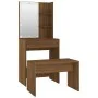 Brown Oak Plywood LED Vanity Set by vidaXL, Bedroom Dressers - Ref: Foro24-3114138, Price: 116,05 €, Discount: %