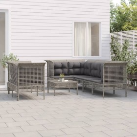 Set de muebles de jardín 8 pzas y cojines ratán sintético gris en Conjuntos de jardín | Comprar online en Foru.es