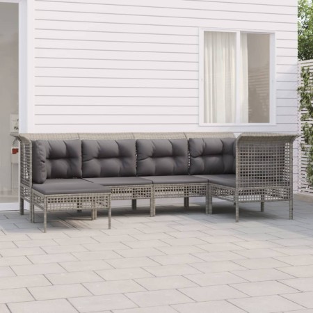 Set de muebles de jardín 6 pzas y cojines ratán sintético gris en Conjuntos de jardín | Comprar online en Foru.es