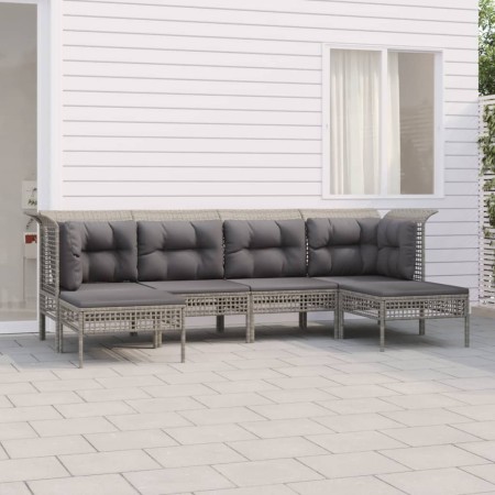 Set de muebles de jardín 6 pzas y cojines ratán sintético gris en Conjuntos de jardín | Comprar online en Foru.es