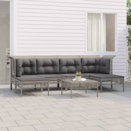 Set de muebles de jardín 7 pzas y cojines ratán sintético gris en Conjuntos de jardín | Comprar online en Foru.es
