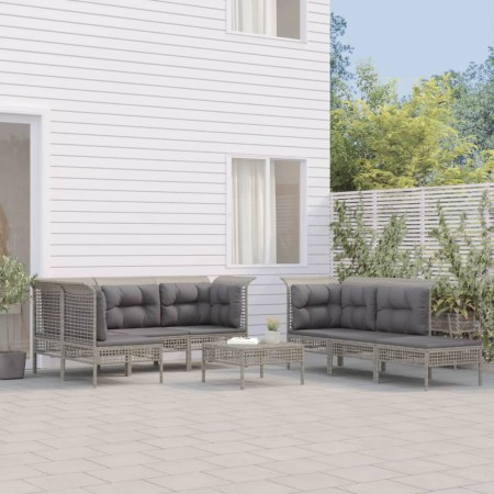 Set de muebles de jardín 10 pzas y cojines ratán sintético gris en Conjuntos de jardín | Comprar online en Foru.es
