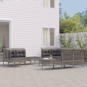 Set de muebles de jardín 11 pzas y cojines ratán sintético gris en Conjuntos de jardín | Comprar online en Foru.es