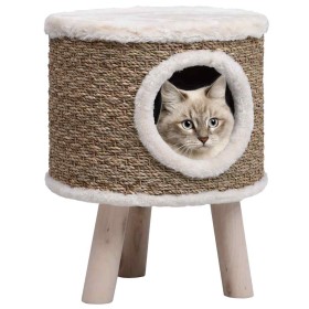 Casa para gatos con patas de madera 41 cm hierba marina en Mobiliario para gatos | Comprar online en Foru.es