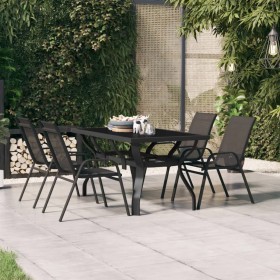 Mesa de jardín acero y vidrio negra 140x70x70 cm en Mesas de jardín | Comprar online en Foru.es