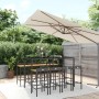 Mesa bar y taburetes jardín 9 pzas madera acacia ratán PE negro en Conjuntos de jardín | Comprar online en Foru.es