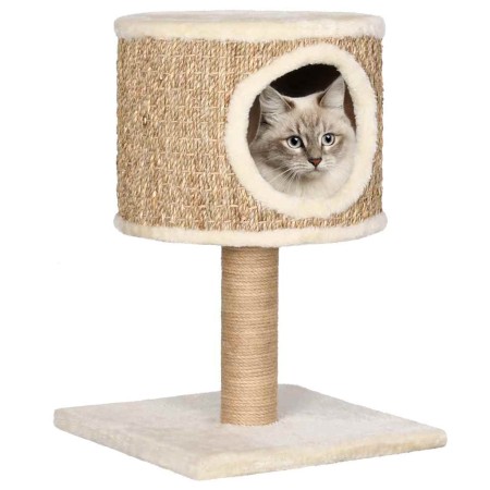 Árbol para gatos con casa y poste rascador 52 cm hierba marina en Mobiliario para gatos | Comprar online en Foru.es