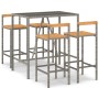 Mesa bar y taburetes jardín 5 pzas madera acacia ratán PE gris en Conjuntos de jardín | Comprar online en Foru.es