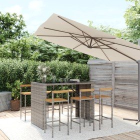 Mesa bar y taburetes jardín 7 pzas madera acacia ratán PE gris en Conjuntos de jardín | Comprar online en Foru.es