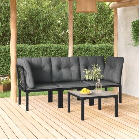 Set de muebles de jardín 4 piezas ratán sintético negro y gris en Conjuntos de jardín | Comprar online en Foru.es