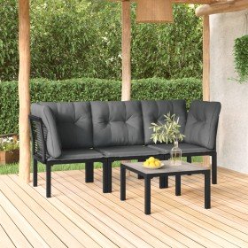 Set de muebles de jardín 4 piezas ratán sintético negro y gris en Conjuntos de jardín | Comprar online en Foru.es