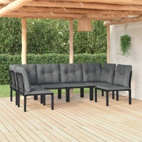 Juego de muebles de jardín 6 pzas ratán sintético negro y gris en Conjuntos de jardín | Comprar online en Foru.es