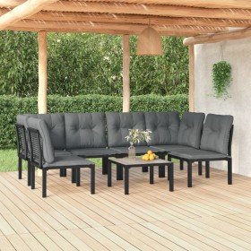Juego de muebles de jardín 7 pzas ratán sintético negro y gris en Conjuntos de jardín | Comprar online en Foru.es