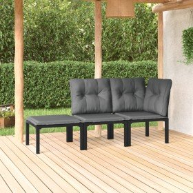 Juego de muebles jardín 3 pzas ratán sintético negro y gris en Conjuntos de jardín | Comprar online en Foru.es