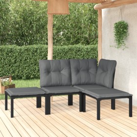 Set de muebles de jardín 4 piezas ratán sintético negro y gris en Conjuntos de jardín | Comprar online en Foru.es