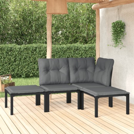 Set de muebles de jardín 4 piezas ratán sintético negro y gris en Conjuntos de jardín | Comprar online en Foru.es
