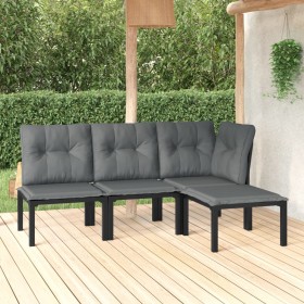 Set de muebles de jardín 4 piezas ratán sintético negro y gris en Conjuntos de jardín | Comprar online en Foru.es