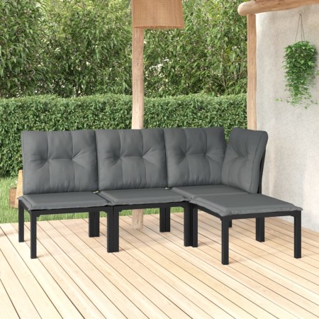 Set de muebles de jardín 4 piezas ratán sintético negro y gris en Conjuntos de jardín | Comprar online en Foru.es