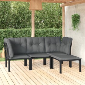 Set de muebles de jardín 4 piezas ratán sintético negro y gris en Conjuntos de jardín | Comprar online en Foru.es