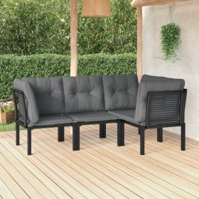 Set de muebles de jardín 4 piezas ratán sintético negro y gris en Conjuntos de jardín | Comprar online en Foru.es