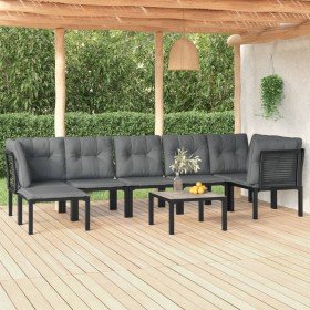 Juego de muebles de jardín 8 pzas ratán sintético negro y gris en Conjuntos de jardín | Comprar online en Foru.es