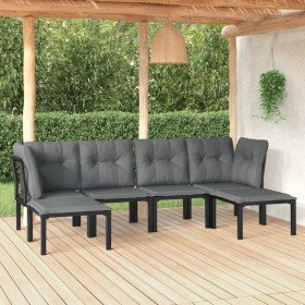 Juego de muebles de jardín 6 pzas ratán sintético negro y gris en Conjuntos de jardín | Comprar online en Foru.es
