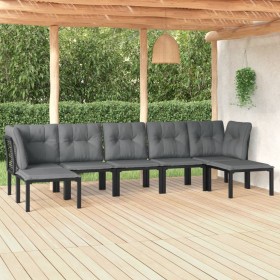 Juego de muebles de jardín 7 pzas ratán sintético negro y gris en Conjuntos de jardín | Comprar online en Foru.es