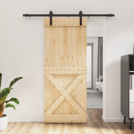 Puerta corredera con herrajes madera maciza de pino 85x210 cm de vidaXL, Puertas - Ref: Foro24-3202981, Precio: 178,61 €, Des...