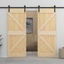 Puerta corredera con herrajes madera maciza de pino 90x210 cm de vidaXL, Puertas - Ref: Foro24-3057594, Precio: 343,37 €, Des...