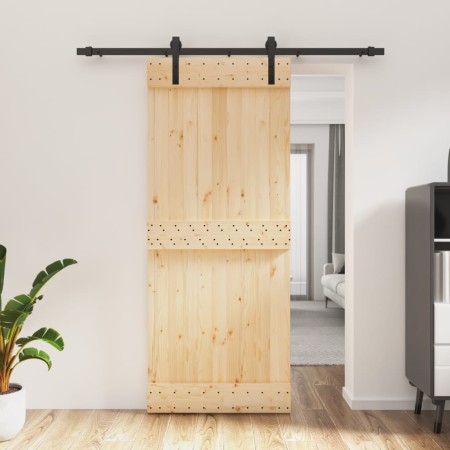 Puerta corredera con herrajes madera maciza de pino 85x210 cm de vidaXL, Puertas - Ref: Foro24-3202973, Precio: 156,90 €, Des...