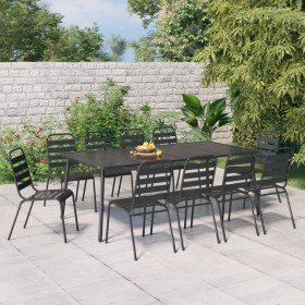 Juego de comedor de jardín 11 piezas acero gris antracita en Conjuntos de jardín | Comprar online en Foru.es