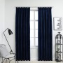 Cortinas opacas ganchos 2 pzas terciopelo azul oscuro 140x175cm de vidaXL, Cortinas y visillos - Ref: Foro24-134532, Precio: ...