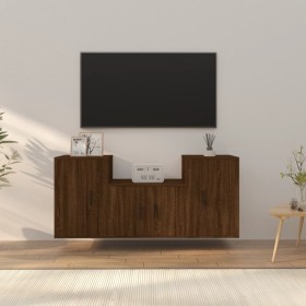Set de muebles para TV 3 pzas madera contrachapada roble marrón en Muebles TV | Comprar online en Foru.es