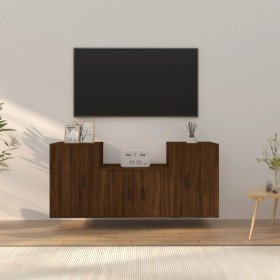 Set de muebles para TV 3 pzas madera contrachapada roble marrón en Muebles TV | Comprar online en Foru.es