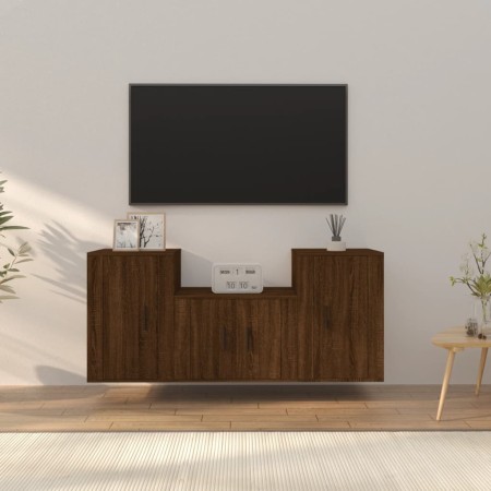 Set de muebles para TV 3 pzas madera contrachapada roble marrón en Muebles TV | Comprar online en Foru.es