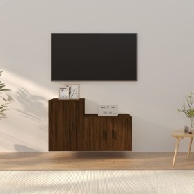 Set de muebles para TV 2 pzas madera contrachapada roble marrón en Muebles TV | Comprar online en Foru.es