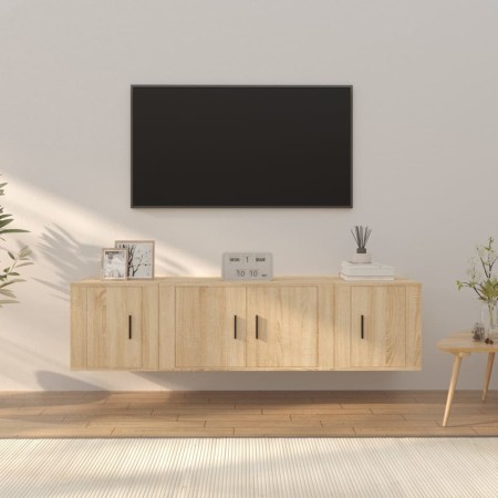 Set de muebles para TV 3 pzas madera contrachapada roble sonoma en Muebles TV | Comprar online en Foru.es