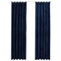 Cortinas opacas ganchos 2 pzas terciopelo azul oscuro 140x175cm de vidaXL, Cortinas y visillos - Ref: Foro24-134532, Precio: ...