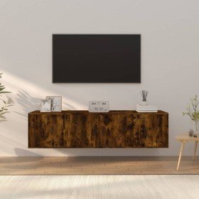 Set de muebles de TV 3 pzas madera contrachapada roble ahumado en Muebles TV | Comprar online en Foru.es