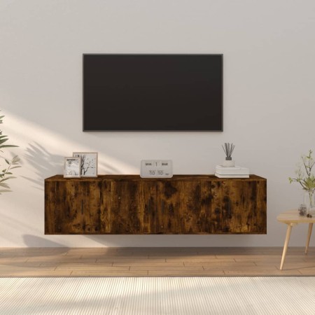 Set de muebles de TV 3 pzas madera contrachapada roble ahumado en Muebles TV | Comprar online en Foru.es