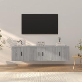 Set de muebles para TV 3 pzas madera contrachapada gris Sonoma en Muebles TV | Comprar online en Foru.es