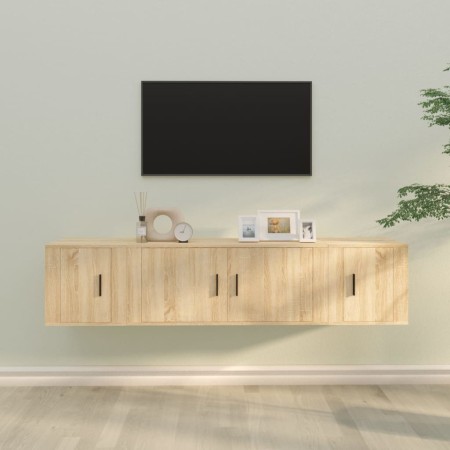 Set de muebles para TV 3 pzas madera contrachapada roble sonoma en Muebles TV | Comprar online en Foru.es