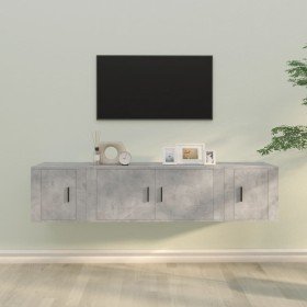 Set de muebles de TV 3 pzas madera contrachapada gris hormigón en Muebles TV | Comprar online en Foru.es