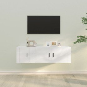Set de muebles de TV 2 piezas madera contrachapada blanco en Muebles TV | Comprar online en Foru.es