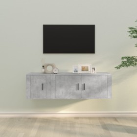 Set de muebles de TV 2 pzas madera contrachapada gris hormigón en Muebles TV | Comprar online en Foru.es