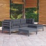 Juego de muebles de jardín 5 pzas y cojines madera pino gris de vidaXL, Conjuntos de jardín - Ref: Foro24-3096354, Precio: 38...