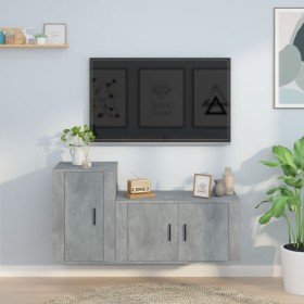 Set de muebles de TV 2 pzas madera contrachapada gris hormigón en Muebles TV | Comprar online en Foru.es